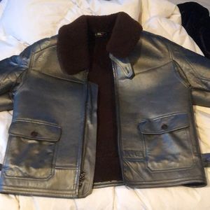 RLX Ralph Lauren metallic leather shearling jacket